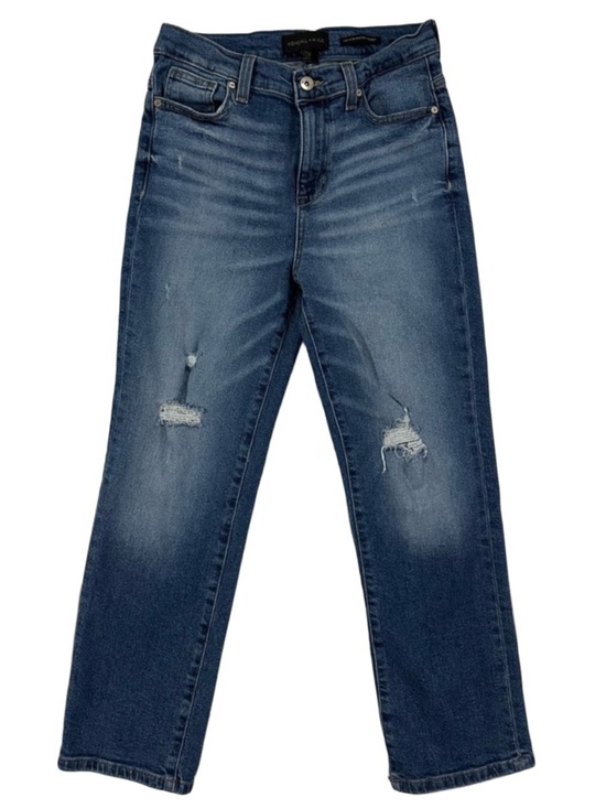 Kendall & Kylie Denim - Kendall+Kylie Flattering High Rise Straight Crop Jeans Distressed Med Wash 7/28